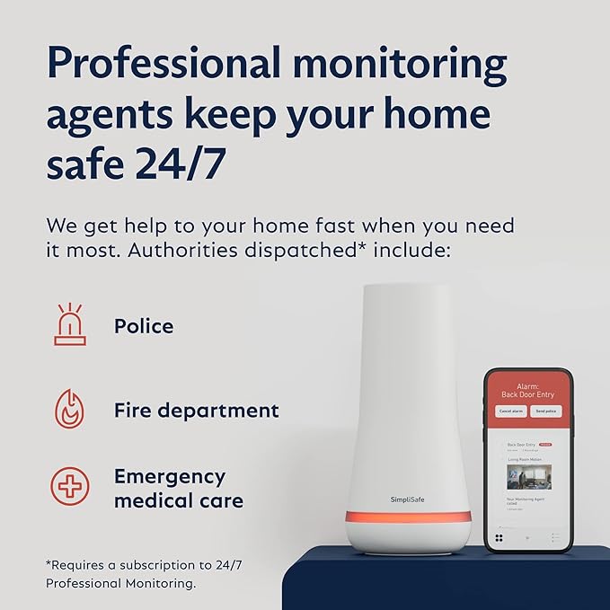 SimpliSafe 9 Piece Wireless Home Security System Gen 3 with Outdoor Camera and Wired Video Doorbell - Optional 24/7 Professional Monitoring - No Contract - Compatible with Alexa and Google Assistant