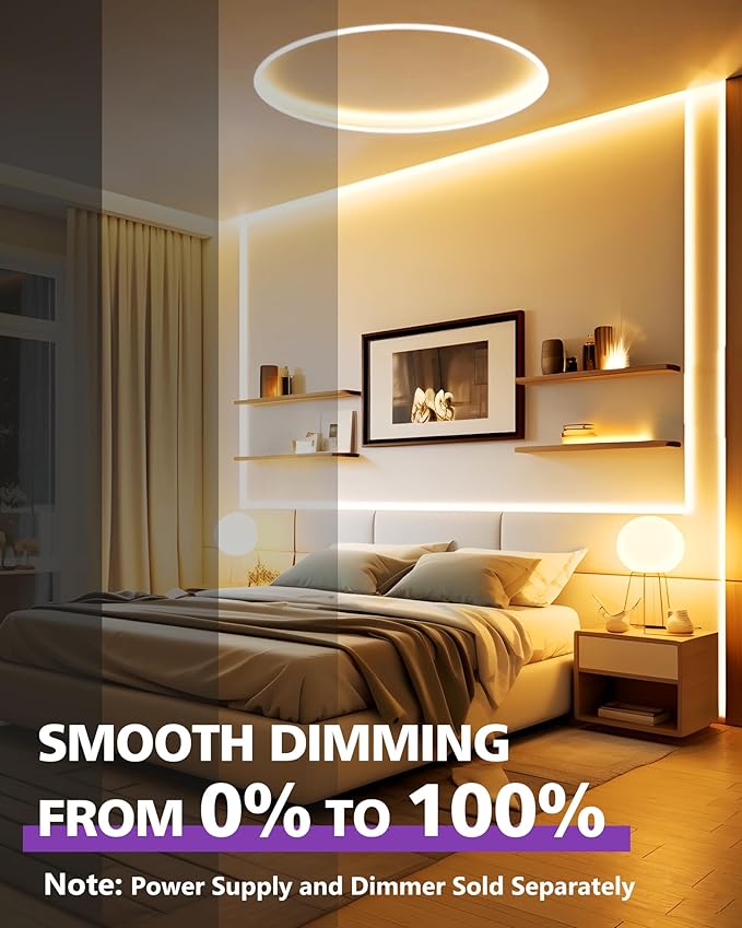 HitLights 24V LED Strip Lights Warm White 2700K, 26.2ft Cuttable Tape Backed 3oz PCB, UL Listed, 1325 Lumen/m, CRI>95, IP20, Lighting for Bedroom, Kitchen, Under Cabinets (Power Source Not Included)