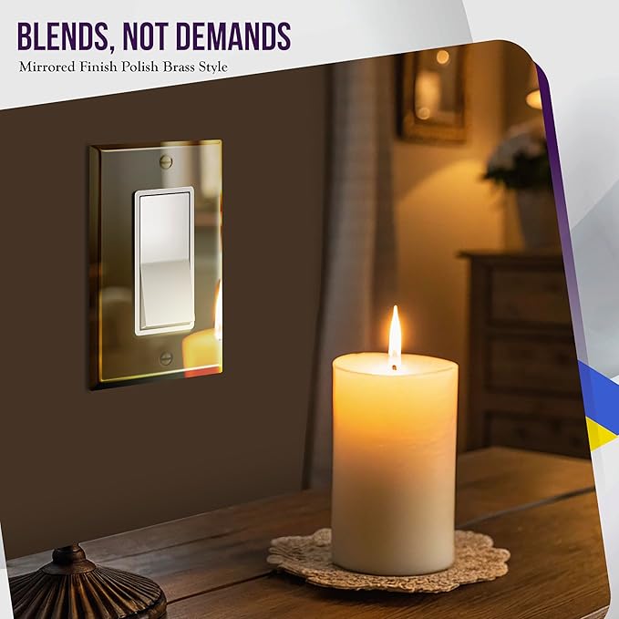 ENERLITES Decorator Switch or Outlet Metal Wall Plate, Stainless Steel Outlet Cover, Corrosion Resistant, Size 1-Gang 4.50" x 2.76", Stainless Steel 201, 7731-PB, Polished Brass, Gold