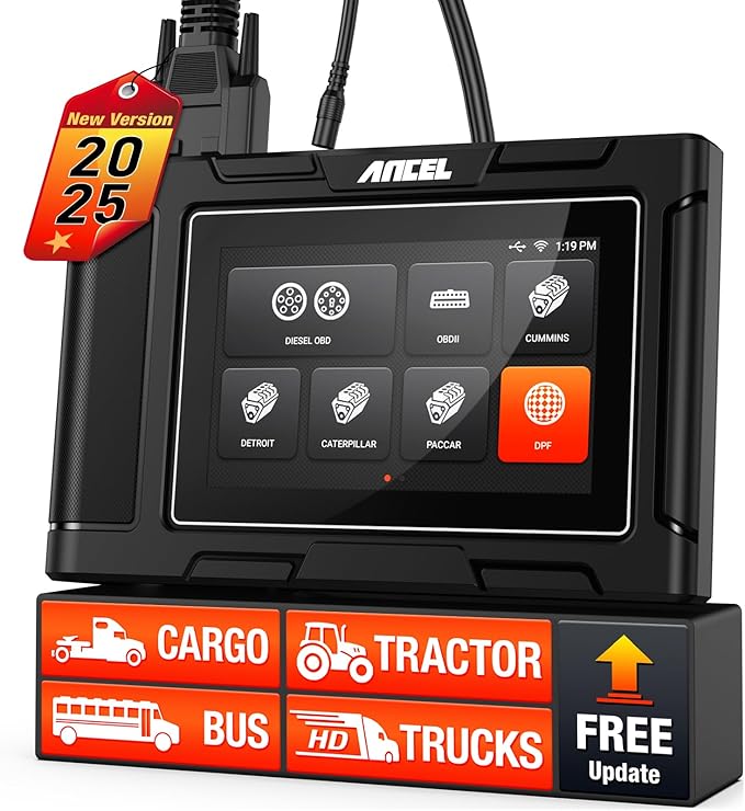 ANCEL HD3400 Pro Heavy Duty Truck Scanner | DPF Regeneration, Lifetime Free Update, Compatible with Commercial Vehicles with Cummins, Paccar, Caterpillar, Detroit, Volvo, Mack, International Engines
