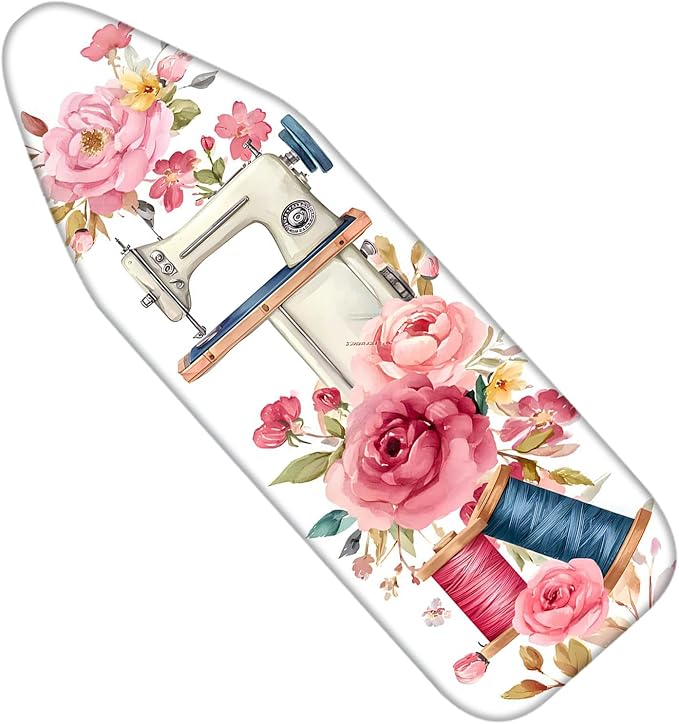 Nuxovilar Ironing Board Cover Needle Cotton 15x54 Inches | Ironing Board Cover and Pad Vintage Floral Needle Cotton for Bedroom, Laundry Nook, Craft Room