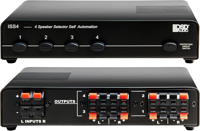 OSD Audio ISS4 4-Zone Speaker Selector Switch with Built-in Impedance Protection for Multi-Room Home Audio Systems