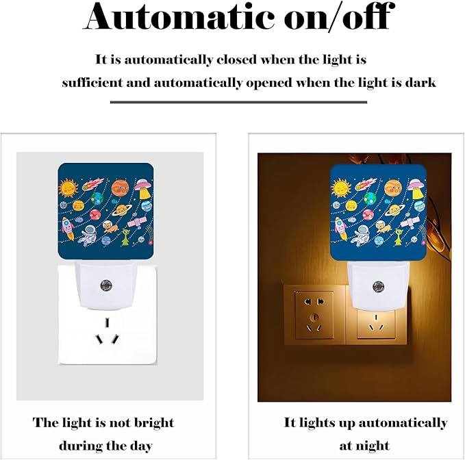 FSHVQKD Cute Space Doodle Night Light,Plug-in Nightlights Auto Sensor Night Lamp Dusk to Dawn Lamp Home Decor for Nursery Children Girls Boys