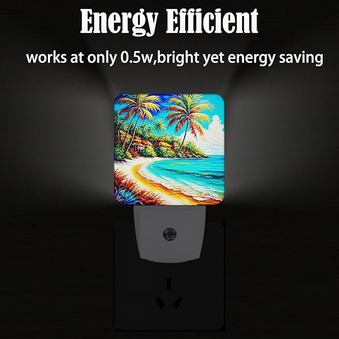 FSHVQKD Seaside Town Night Light,Plug Into Wall Decor for Stairway,Hallway,Kitchen,Dusk to Dawn Sensor Nightlights for Boys/Girls/Women/Men Room Gifts
