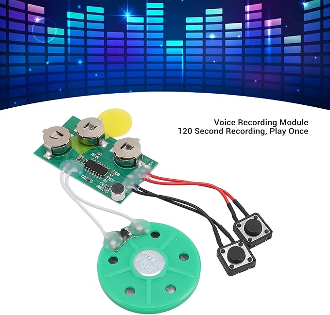 FOSA 120 Seconds Sound Recorder Module, Recordable Voice Module with Speaker, Recording Music Voice Player Sound Module Chip for Greeting Card
