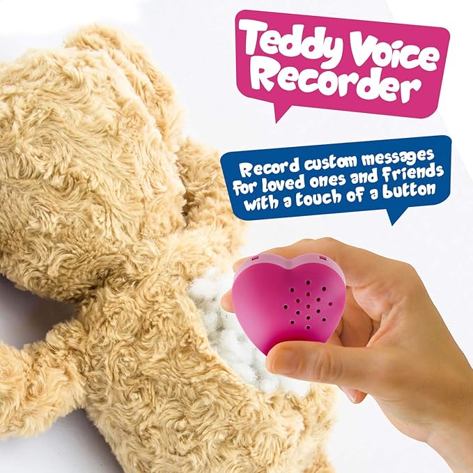 Inventiv 2 Pack, 30 Second Voice Sound Recorder Module for Plush Toy, Stuffed Teddy Bear Animal Recordable Heart, Record Custom Messages (Pink)