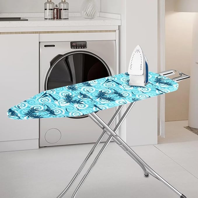 ZCFYGDX 18" x 58" Ironing Board Cover Scorch Resistant,Wear & Soil Resistant Covers, Easy Installation Elastic Edges 3 Fasteners,Lightweight & Breathable Coconut Tree Sailboat Print Size-2XL