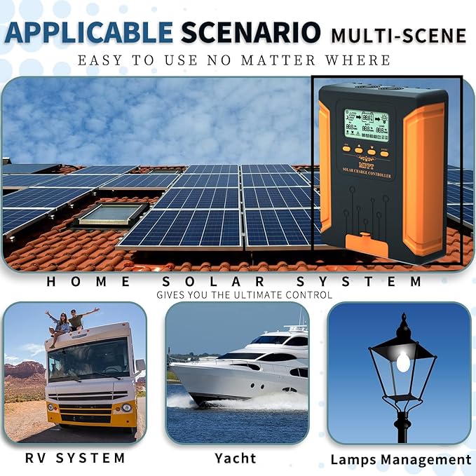 iSunergy 100A 180V MPPT Solar Charge Controller 12V/24V/36V/48V Auto, Heat-Dissipating Metal Housing, Dual Fans, and LCD Display, for LiFePO4, Gel, Lithium, SLD, FLD, and Ternary Battery