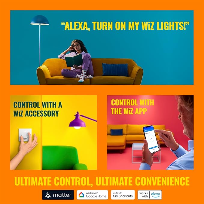 WiZ Connected 60W G25 Tunable White Filament Smart Light Bulbs - E26 LED Bulb - Control with Voice or App + Activate with Motion - Matter Compatible - 1 Pack