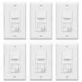 TOPGREENER Dimmer Light Switch for 200W Dimmable LED/CFL Lights, Single Pole/3-Way LED Slide Dimmer Switch,Neutral Wire Not Required,TGSDS3-W-6PCS, 6 Pack, White
