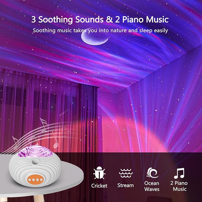 ELITUN Star and Aurora Night Light, Dual Effect Moon Galaxy Projector for Bedroom, 14 Colors with White Noise, Timer & Remote Control, Gifts for Girls, Boys, Adults, Christmas, Birthday