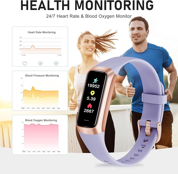 Fitness Tracker with 24/7 Heart Rate Blood Oxygen Sleep Monitor, 1.1" AMOLED Touch Screen Activity Tracker Smart Watches, IP68 Waterproof Step Counter Pedometer for Women Men