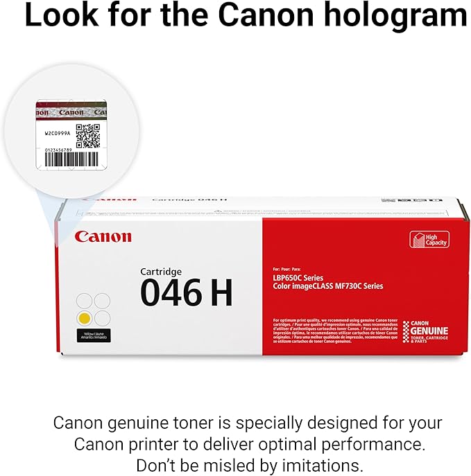 Canon Genuine 046 Yellow Toner Cartridge High Capacity Compatible with LBP654Cdw, MF731Cdw, MF733Cdw, MF735Cdw