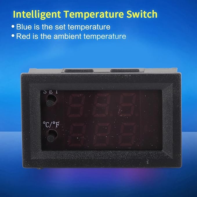 Fayelume Temperature Controller, Digital Display DC 12V Thermostat, -50 to 110 Celsius Programmable Temperature Sensor for Home, Heater, Equipment Case