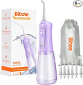 Bitvae Water Dental Flosser Teeth Pick, Cordless Flosser for Travel with 6 Jet Tips, 3 Modes 5 intensities, IPX7 Waterproof Portable & Rechargeable Oral Irrigator Cleaner, Purple