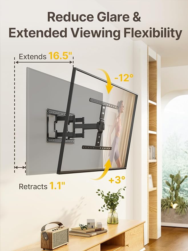 monTEK Ultra Slim TV Wall Mount for 43-90 Inch TVs | 1.1" Thin Low Profile Full Motion Bracket | Dual Swivel Articulating Arms with Tilt | Max VESA 600x400mm | Holds 132lbs | Fits 16"/18" Studs