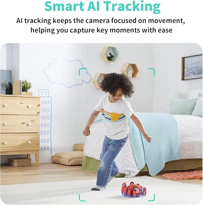 2K Indoor Security Camera, AI Human Pet Motion Detection, 2.4/5 GHz, 360° Pan Tilt, Night Vision, 2-Way Audio, Compatible with Alexa & Google Assistant (Standard Configuration)