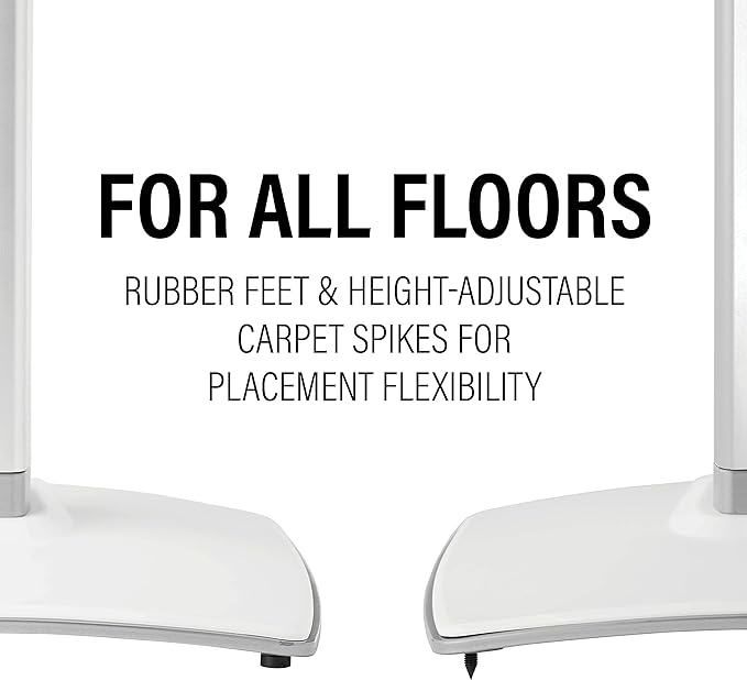 Sanus Height Adjustable Speaker Stands for Sonos Era 300™ - 17" Height Adjustment Sonos Stand Includes Carpet Spikes & Rubber Pads - Easy DIY Install Comes w/All Hardware - White Pair