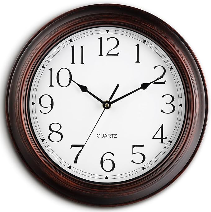 KECYET 14 Inch Wall Clocks Battery Operated Silent Non-Ticking Wall Clock Vintage Retro Rustic Style Decorative for Living Room Kitchen Farmhouse (Bronze)
