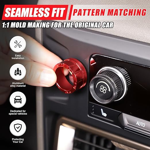 for Hummer EV Accessories Rear Air Conditioner Switch Button Knob Cover,Climate Control Knob Aluminum A/C Decal Trim Rings for Hummer EV SUV Truck 2024 2025+ (Mecha Model Red)