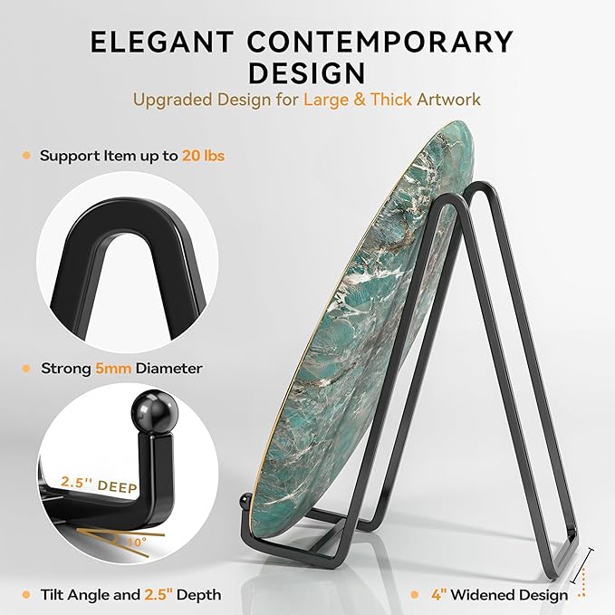 IPAME 4 Pack 10 Inch Large Plate Stands for Display - Metal Square Wire Plate Holder Display Stand + Picture Stand for Book, Platter, Plaque, Photo Easel