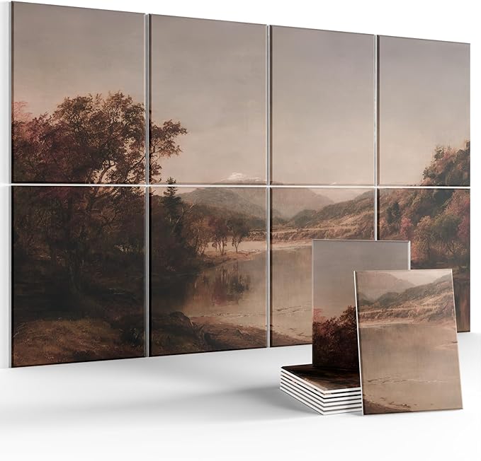 Wall Art Acoustic Panels,70''×47''Sound Absorbing Panels-8-Pack with 60 Adhesive Tabs, Decorative Sound Absorbing Panels for Living Room and Recording Studio, Offices-Mount Washington