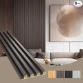 OUZUGIE WPC Acoustic Slat Wall Paneling, 8-Pack 114 x 6 Inches 3D Wall Panels for Interior Wall Decor,Living Room,TV Background,Study Room,Office Spaces,Bedroom,High Grille (Walnut)