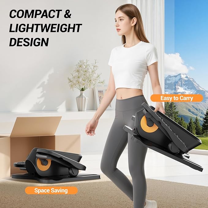 Under Desk Elliptical Machine, Electric Seated Pedal Exerciser, Min Leg Exerciser with Remoter, 12 Level Speeds, Forward & Reverse Direction, Manual & Auto Mode for Home Office
