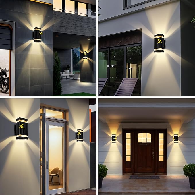 MZLITI Dusk to Dawn Outdoor Lighting 2Pack, 3000K Warm White Outdoor Wall Lights, Up and Down Porch Lights, Waterproof Outdoor Lights for House Hallway Garden Corridor
