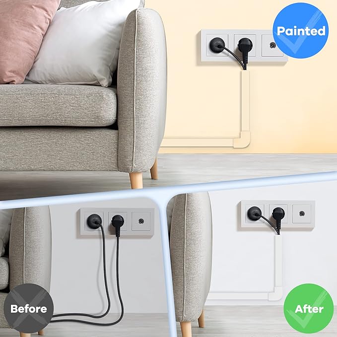 126in Cord Hider Kit, ZhiYo Wire Hiders for TV on Wall, Paintable Cable Management Kit, Wire Cover for Wall Mount TV, Beige Cable Raceway, Cord Cover Wall Wire Management Kit, 8xL15.7in W1.18inH0.67in
