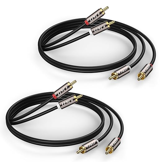 J&D RCA Cable, (2 Pack) Gold-Plated RCA Audio Cables, Copper Shell 2RCA Male to 2RCA Male Stereo Audio Cable, 6 Feet