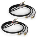 J&D RCA Cable, (2 Pack) Gold-Plated RCA Audio Cables, Copper Shell 2RCA Male to 2RCA Male Stereo Audio Cable, 6 Feet