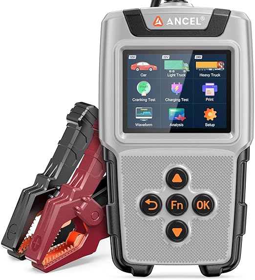 ANCEL BA101 Pro Car Battery Tester 24V 12V with Color Display, 100-2000CCA Cranking & Charging System Automotive Battery Load Analyzer for Car, Truck, SUV, RV, Boat, Heavy Duty Vehicles