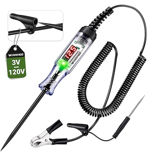 WINAMOO Automotive Test Light with 3-120V LED Digital Voltage Display, Auto Circuit Tester with Voltmeter & Dual Color Polarity Indicate, Electric Test Pen w/Stainless Probe for Car/Truck/SUV Checker