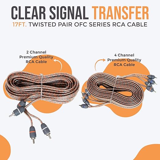 Elite Audio Premium Series Amp Kit Copper Clad Aluminum Wire, Triple-Shielded RCA Cables, High-Power Capacity, ANL Fuse Holder, Car Amplifier Install Kit (4 Gauge (Dual Amp))