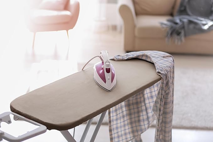 Encasa XO Ironing Board Cover and Pad 28"x12" - 4mm Felt Mini Iron Board Cover with Padding - Heat Resistant, Stain-Safe Dye, Non Slip Elastic Bungee Cord Tightening Iron Table Cover Beige