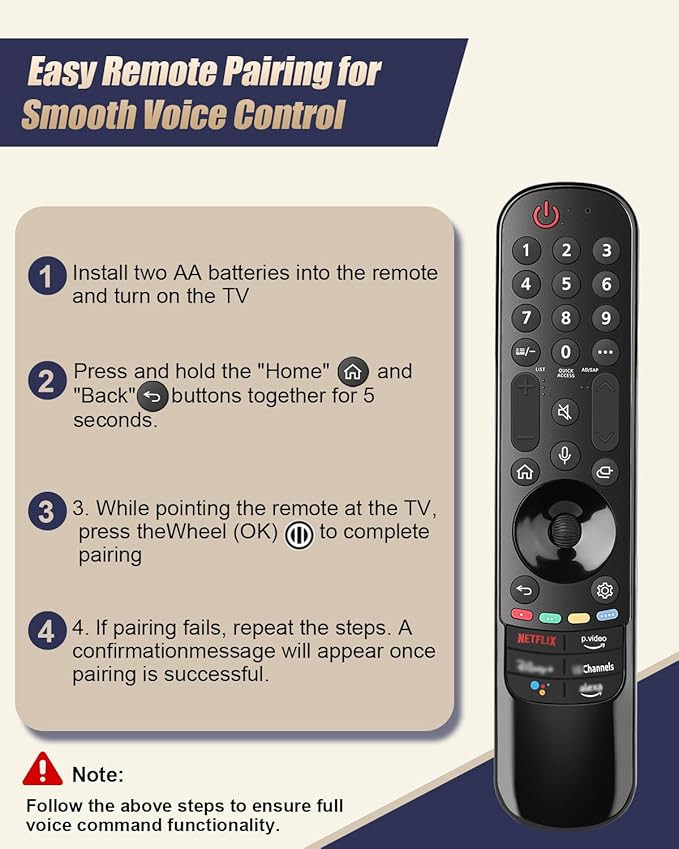 Replacement Voice Remote Control for LG Smart TVs 2019–2024, Compatible with Magic Remote AN-MR20/21/22/23/24GA with Pointer, 2-Year Warranty
