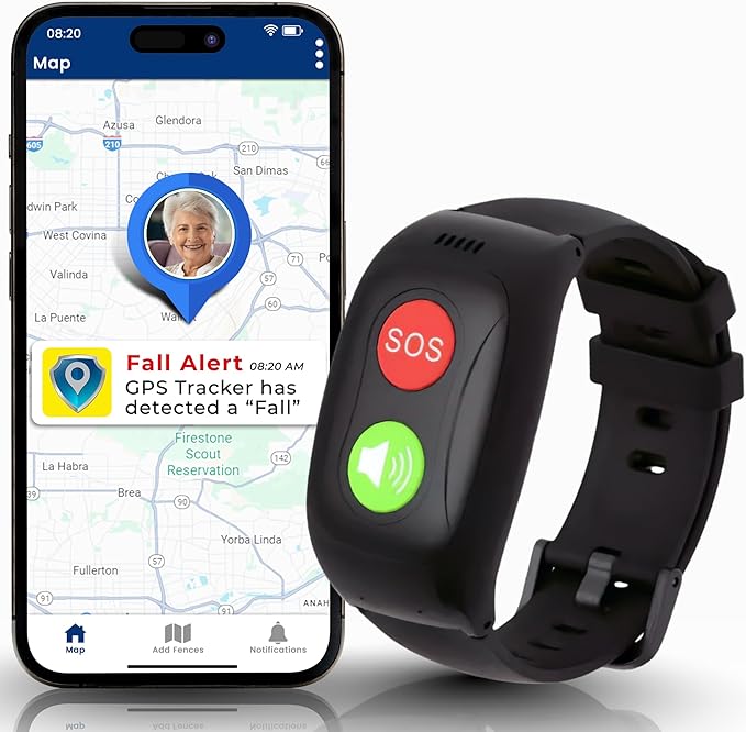 SecuLife SOS Wristband,Fall Detection, GPS Safety Bracelet for Seniors – SOS Button, Geo-Fencing, 2-Way Calling & Caregiver Tracking – Medical Alert Device, Simple & Reliable Alert System
