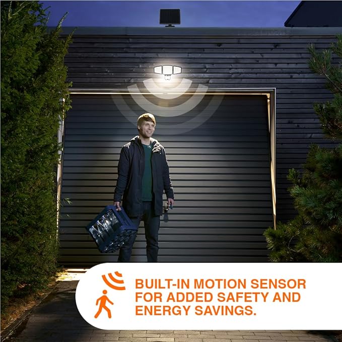 Sylvania Motion Sensor Solar Security Light, Solar Panel, 1800 LMS, Wet Rated, Batteries Included, 5000K, Daylight - 1 Pack (66472)