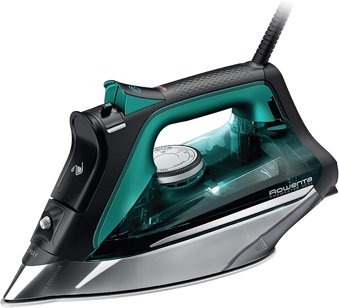 Rowenta Pro Master Stainless Steel Soleplate Steam Iron for Clothes, 210 g/min, 400 Microsteam Holes, Cotton, Wool, Poly, Silk, Linen, Nylon, 1775 Watts Iron Steamer for Clothes, Powerful Steam DW8360