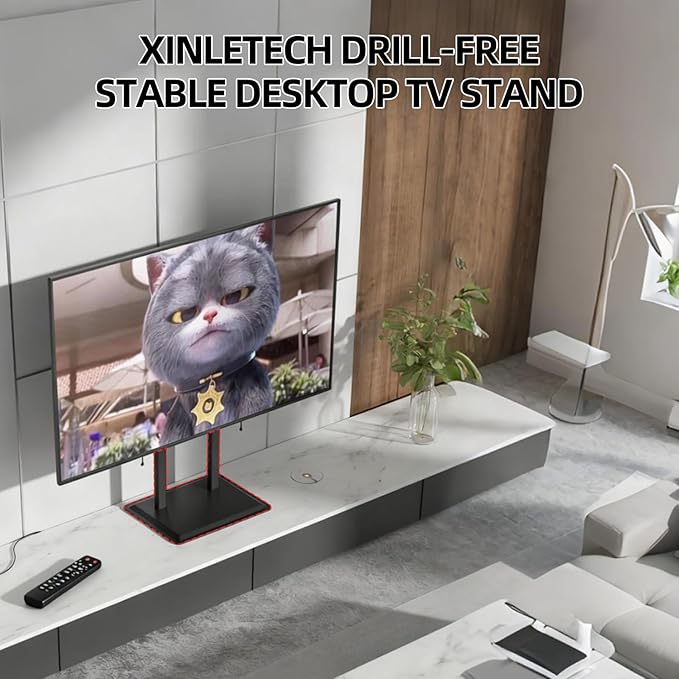 XinleTech Universal TV Stand with Metal Base,Table Top TV Stand for 75 77 85 86 inch TVs - Height Adjustable Stand, VESA 600x600mm, No-Drill Installation,Heavy-Duty,Holds 155lbs,XL-DZ945