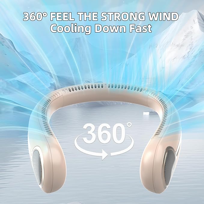 Portable Neck Fan,Hands Free Personal Wearable Bladeless Fan,6000mAh USB Rechargeable,360° Cooling,LED Display,4-Speeds,Birthday Gifts for Men Women Dad Mom,Valentines Day Gifts for Her Him (Brown)