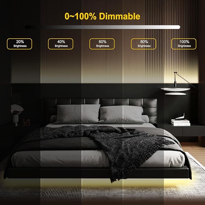 Pandery COB LED Strip Light,CCT Dimmable Strips Light,2700K-6500K,32.8ft/10m,8mm Wide,CRI90+ 24V LED Strips Kit with Bluetooth APP Control/Music Mode,for Bedroom,Kitchen,DIY Lighting