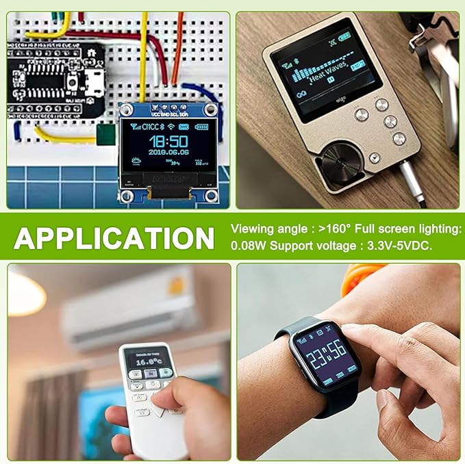 EPLZON 5 Pack 0.96 inch OLED IIC Display Module 128x64 Pixel Mini Self-Luminous Display Screen Board for Arduino Projects Raspberry Pi with Wire(Blue)