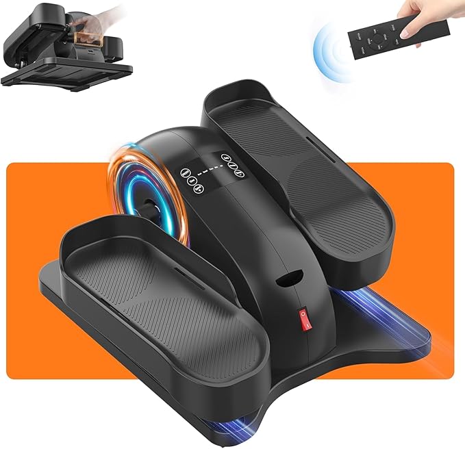 Under Desk Elliptical Machine for Senior Mini Elliptical Leg Exerciser with Remote Quiet Portable Electric Seated Foot Pedal Exerciser for Home Office