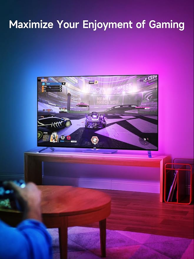 KANTUTOE TV LED Lights, 13.1ft LED Lights for 43-65in TVs, RGB TV Backlight Behind with Music Sync Bluetooth APP and Remote Control Strip Light USB Powered for Bedroom Gaming Room Decor