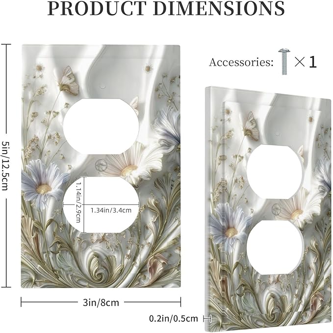 Bvtewkhz Boho Floral Wild Flower Floral Duplex Outlet Decorative Light Switch Covers Electrical Faceplate Switch Plates for Bathroom Kitchen Home