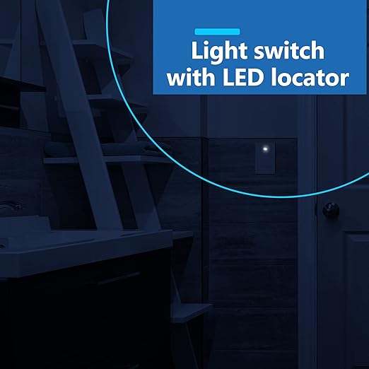 LIDER Minimalist Design Matte Finish Lighted Decorator Switch, Frameless Paddle Light Switch with Locator Light, Grounding Screw, 3-Way or Single Pole, 15A 120V, UL Listed, LS15-3W-LA, Light Almond