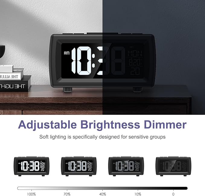 OQIMAX Digital Alarm Clock Radio, 7 Color Fonts, Dual Alarms, FM Radio, USB Charging Port, Snooze, Digital FM Radio Clock with Battery Backup, Adjustable Brightness – Ideal for Bedroom & Office