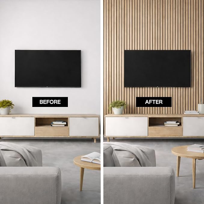 2-Pack Wood Panels for Wall - Acoustic Wood Slat Wall Panels, Soundproof Wooden Paneling for Interior Decor